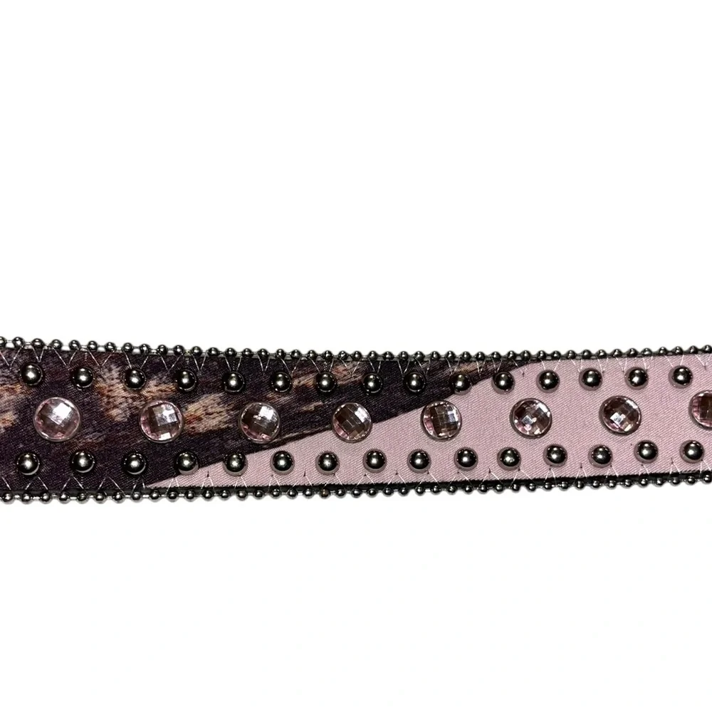 Girls Nocona Pink Camo Rhinestone Western Belt - Size 28